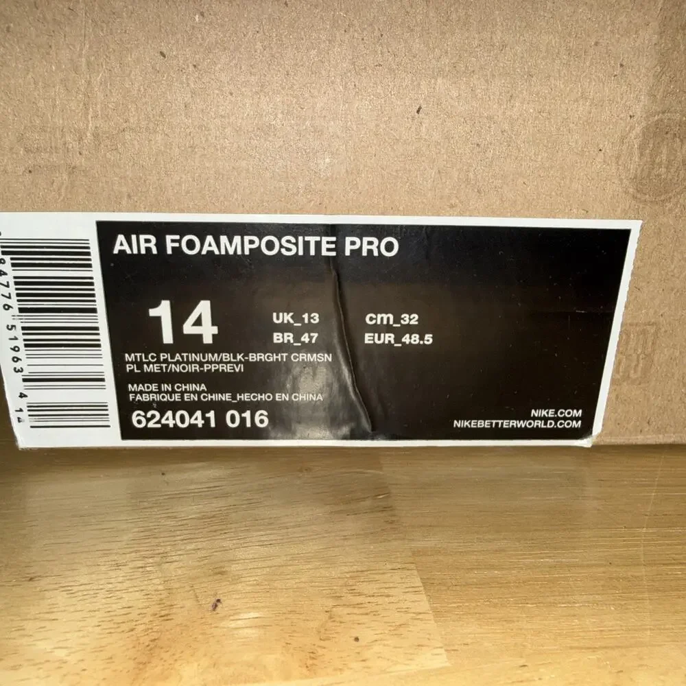 Size 14 - Nike Air Foamposite Pro Crimson Great Condition OG Box 2012